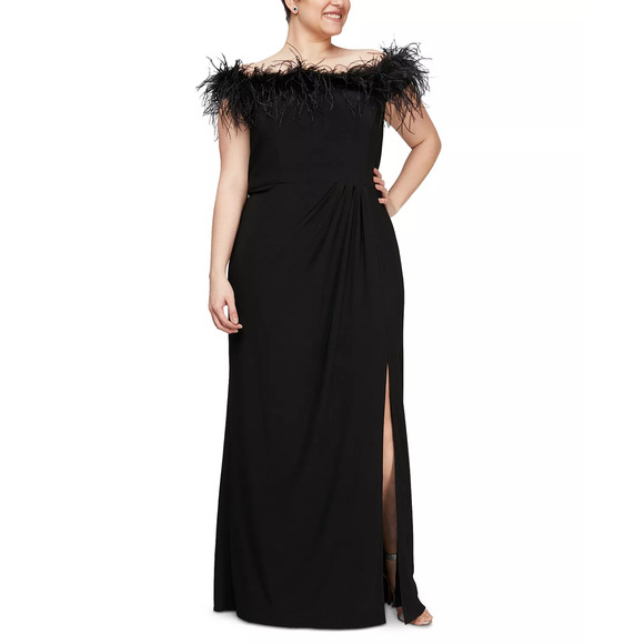ALEX EVENINGS Plus Size Off the Shoulder Gown | 12 - Picture 1 of 2
